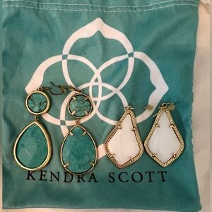 Kendra Scott Gold and Teal Earring Duo